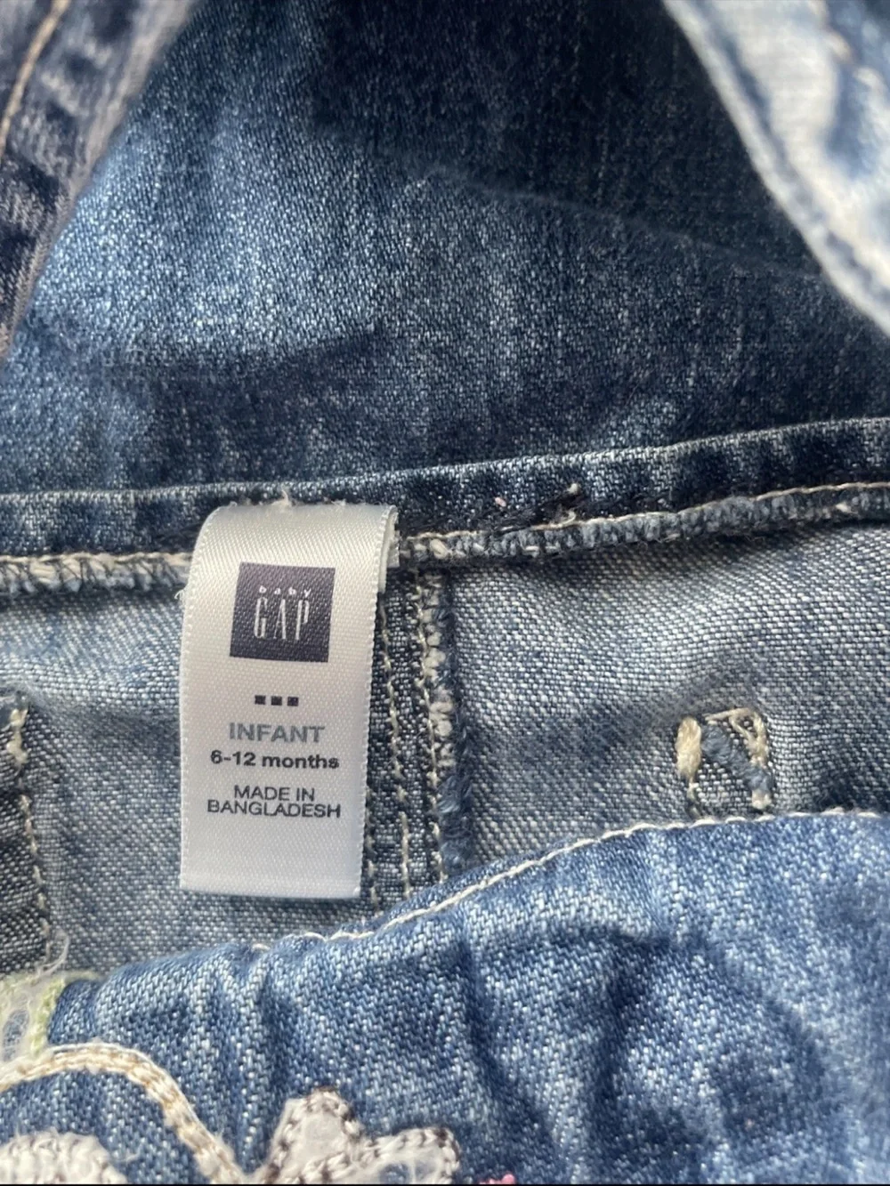 GAP Denim Embroidered Girls' Overall Dress - Blue